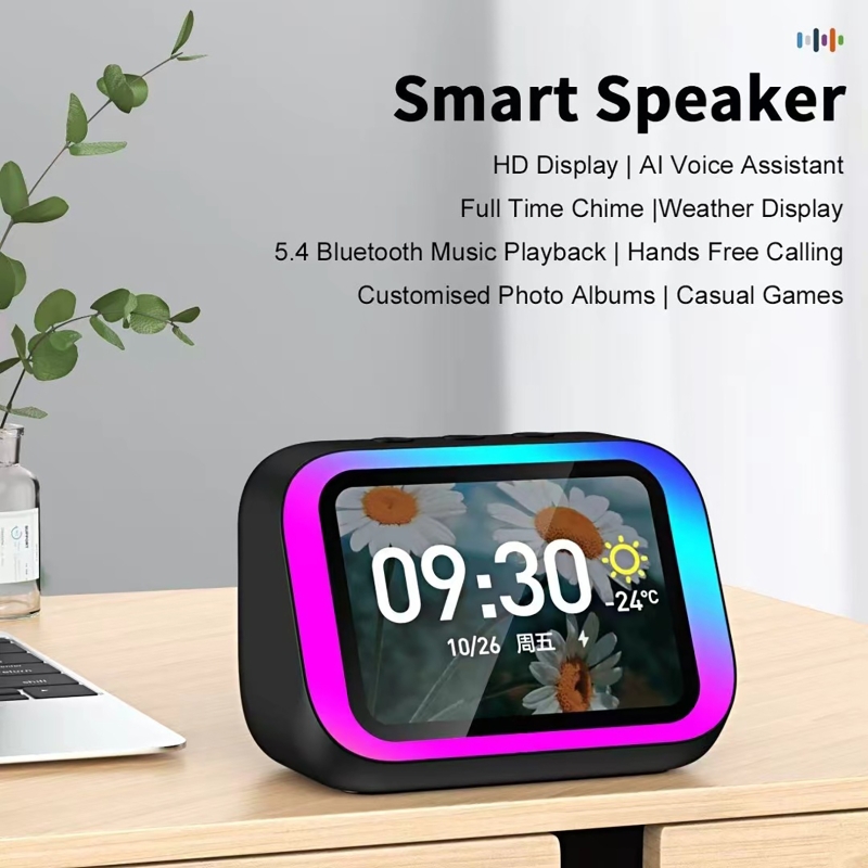 Full Range Speaker - AI-stemassistent Bluetooth-luidspreker met RGB-kleurenverlichting Wekker LED-scherm