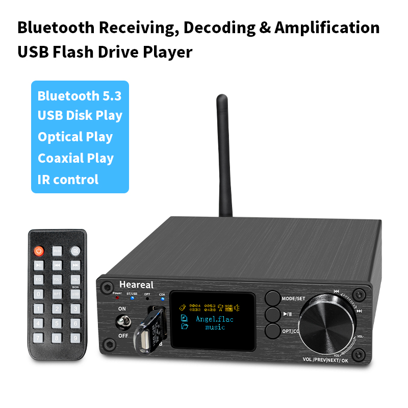 Passive Preamp - HiFi Bluetooth 5.3 audio-ontvanger DAC-voorversterker, optische